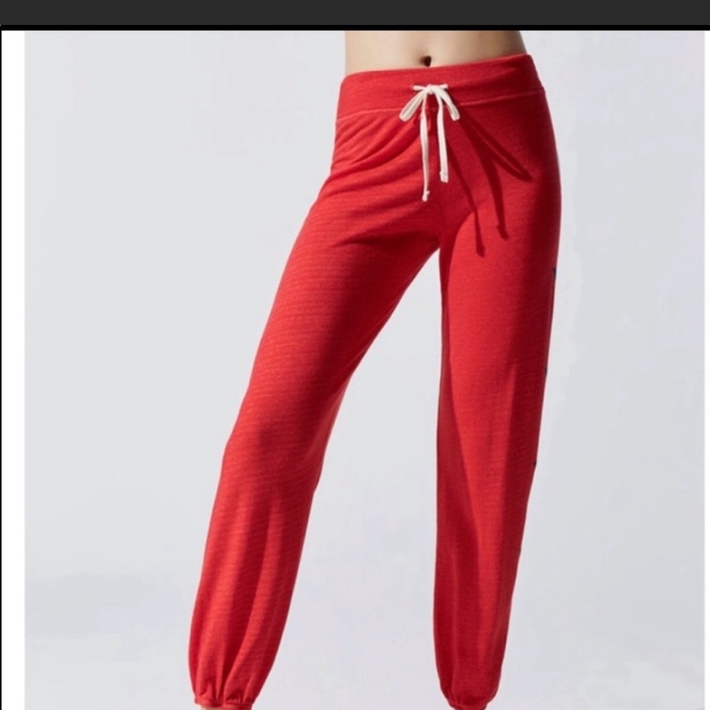 Sundry Red Joggers with Pink and White Hearts
